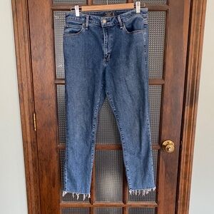 Abercrombie & Fitch Women's Simone High Rise Ankle Jeans in Medium Blue Denim